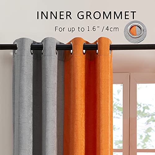 PRIMROSE Blackout Curtains for Living Room Thermal Insulated Room Darkening Ombre Curtains Window Drapes for Bedroom Grommet Grey Orange 63 inch Long 2 Panels - Image 2