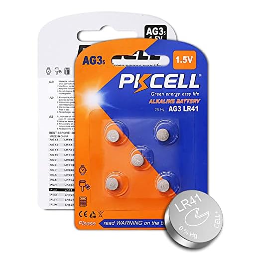 PKCELL AG3 1.5V Battery LR41 392 384 192 Button Alkaline Cell for Digital Thermometer- 5Count