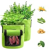 BAGOKIE Plant Grow Bags, Potato Grow Bags 15 Gallon, Thickened Non-Woven Fabric Planter Bags with Flap & Handles 2 Pack Vegetable Planting Bags Garden Containers Smart Plant Bags Flower Bags Outdoor