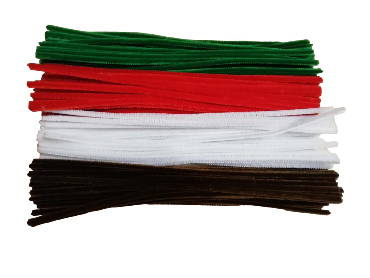 SEQUENTIAL - 200 pcs CHRISTMAS ASSORTED GREEN RED WHITE & BROWN pipe cleaners for craft - super soft chenille wire stems 6mm x 30cm long - arts & crafts creative DIY projects decorations (200 XMAS)