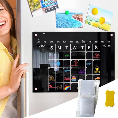 Weekly Planner Wipe Clean, Acrylic Fridge Calendar, Magnetic Weekly Meal Planner, Notepad for Important Reminders for Home Offices (Eraser) - Image 3