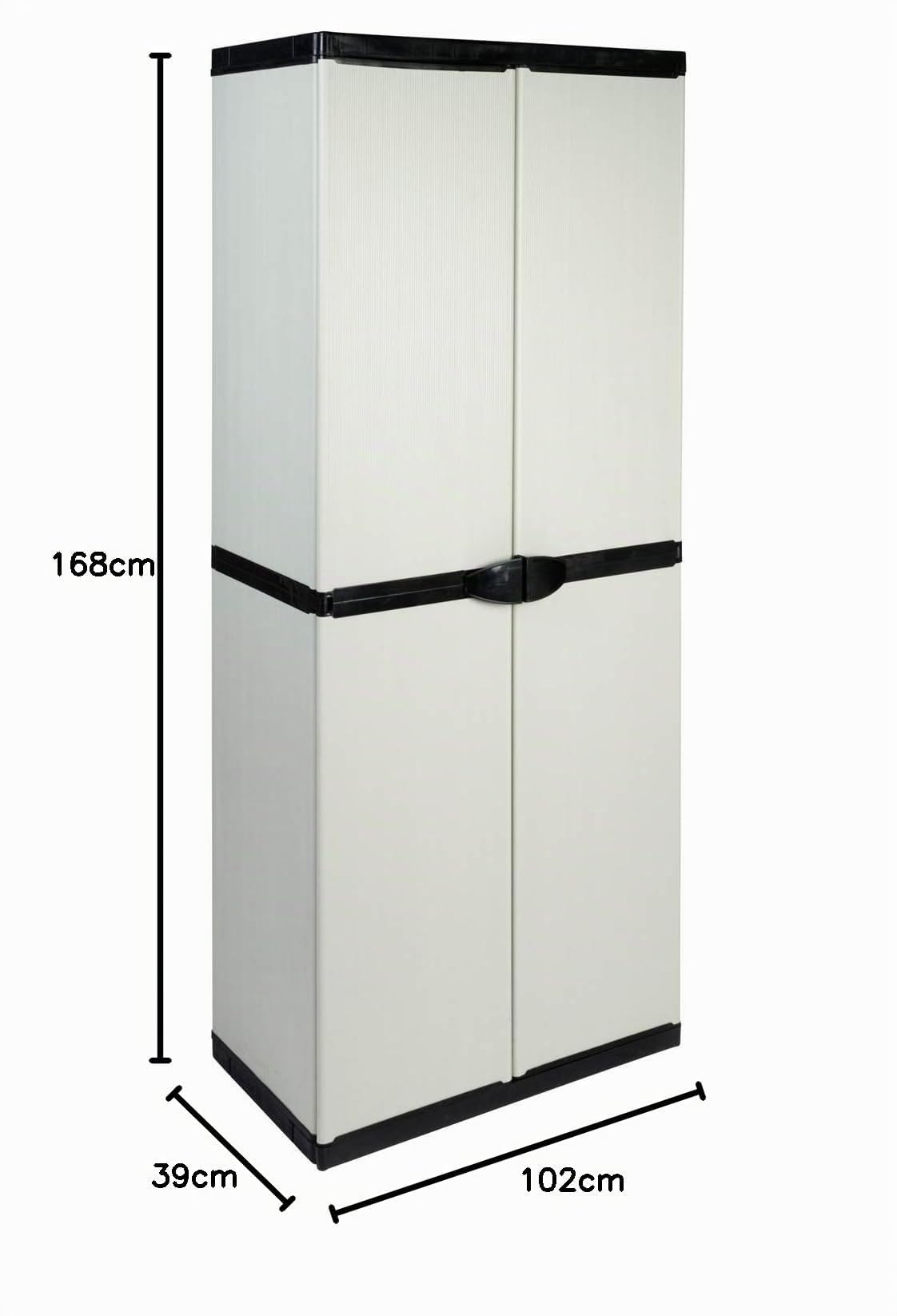 Kreher Kunststoffschrank 2 in 1 mit 3 Türen, höhenverstellbare Böden, Grau