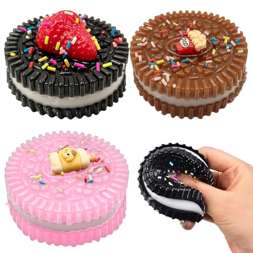 AWAVM 3PCS Oreo Squishy Taba Squishy Oreo Stress Relief Toys Fufu Squishy Biscuit Toys for Kids Adults Ultra Soft Decompression Squishy Toys Perfect for Home Office Travel and Gift