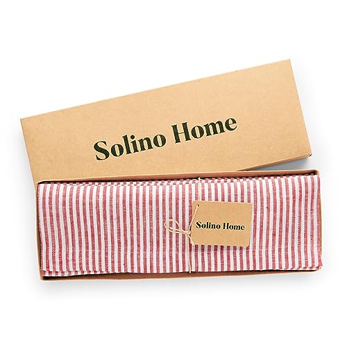 Solino Home Cloth Placemats Set of 4 - Narrow Stripe 100% Pure Linen Red and White Farmhouse Placemats 14 x 19 Inch for 4th of July, Father's Day, Summer - Image 5