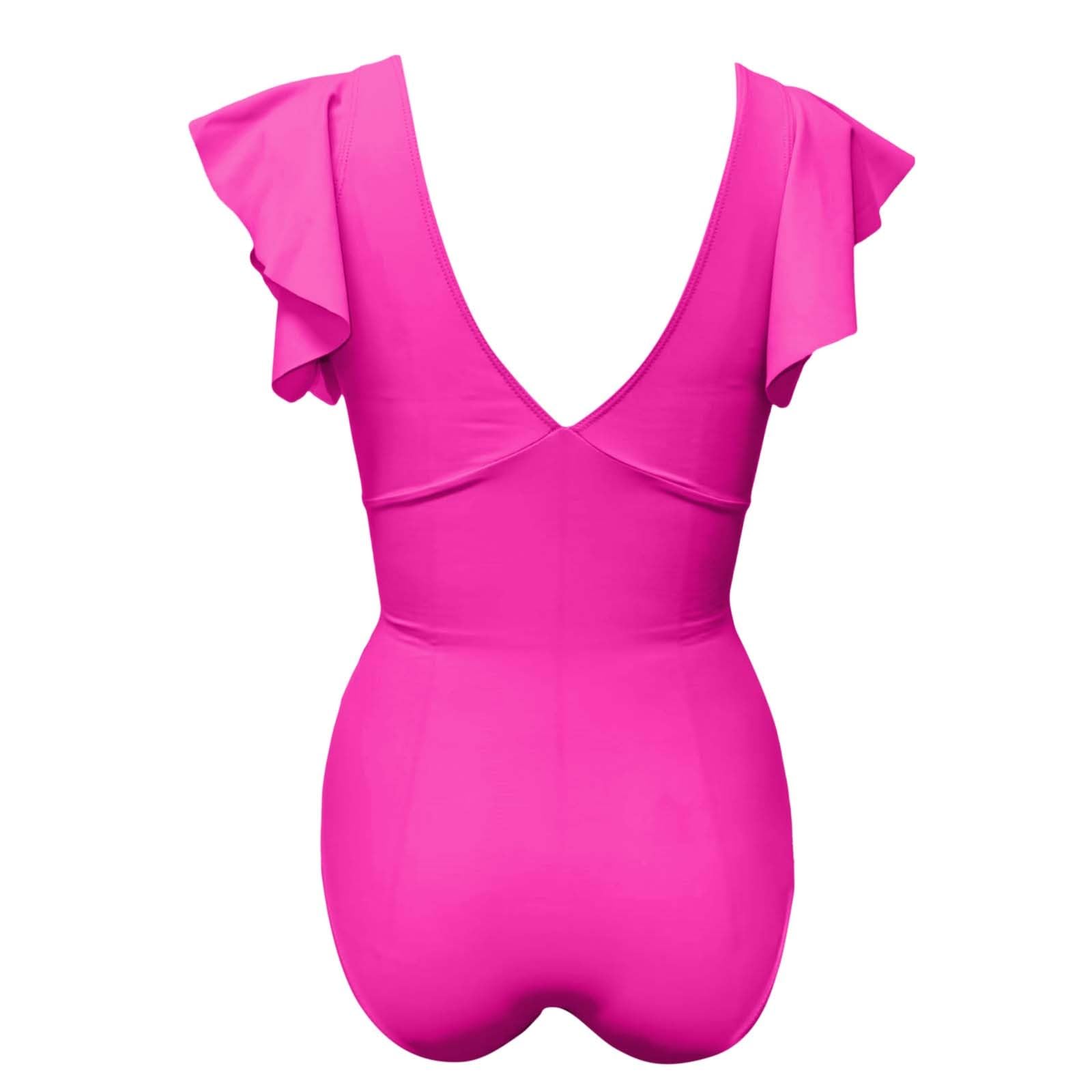 Set Bikini da Donna Costume Bagno con Volant Snellente A Vita Alta 1 Pezzo, RD2, S