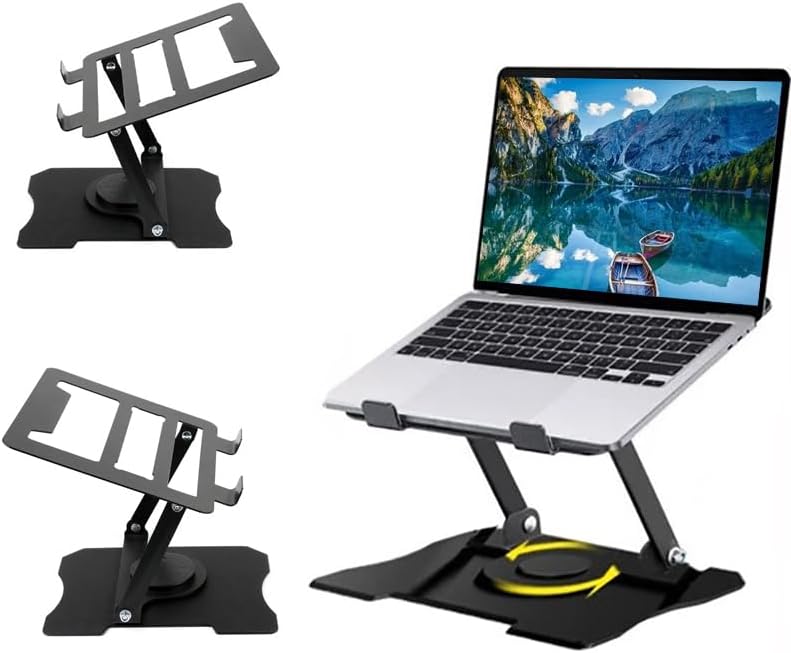 Miniatura 4 de Soporte ajustable para laptop, elevador portátil de metal giratorio de 360 y plegable, soporte plegable para portátil de viaje para portátiles de 10