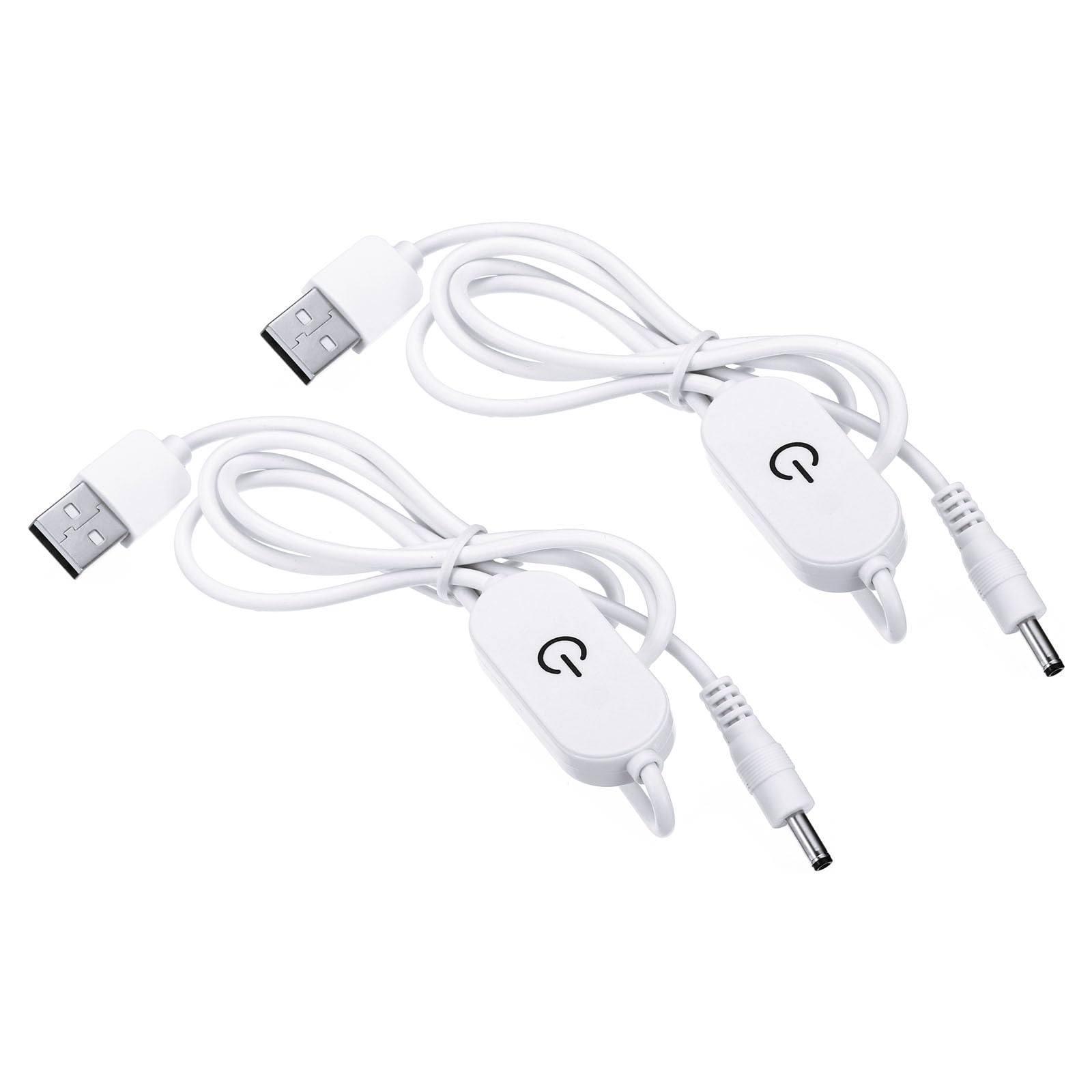 PATIKIL LED Touch Inline Dimmer Switch,2 Pack USB Male to 3.5x1.35mm DC Male Controller Switch Extension Power Cord Connector Connector for LED Light,