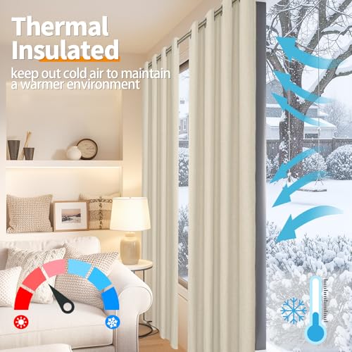 Image of YoungsTex Linen Blackout Curtains 84 Inches Long, Room Darkening Drapes with Grommet Thermal Insulated for Bedroom Living Room Energy Saving, 2 Panels, 52 X 84 Inch