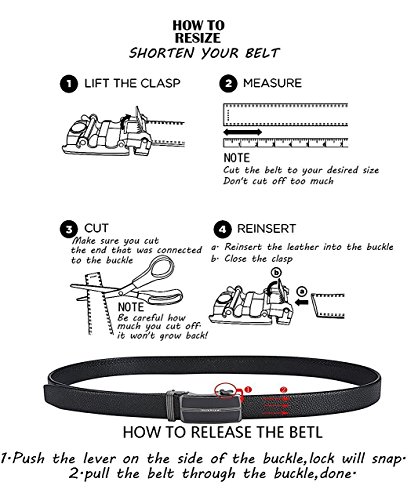 X Xhtang Men's Ratchet Belt With Genuine Leather, Slide Belt For Men 1 3/8 Inches Wide #TOP2