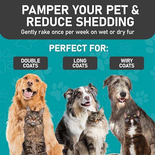 Maxpower Planet Pet Grooming Brush - Double Sided Shedding and Dematting Undercoat Rake Comb for Dogs and Cats,Extra Wide, Black 3