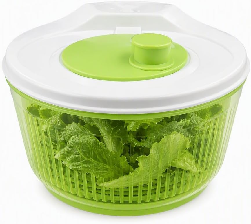 Manual Salad Spinner Vegetable Dryer, Wash Bowl and Hand Crank for Kitchen