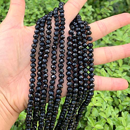 Image of 200pcs Czech Faceted Rondelle Crystal Glass Beads 6mm Bulk Jet Black