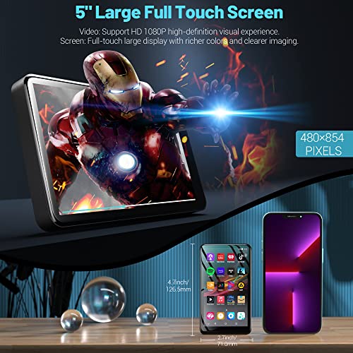 Pecsu Mp3 Player With Bluetooth And Wifi, 32Gb Mp3/ Mp4 Player Supports Spotify And Apk Installation, 5" 1080P Full Touch Screen Lossless Digital Audio Player With Speaker, Expandable Up To 1Tb #TOP1