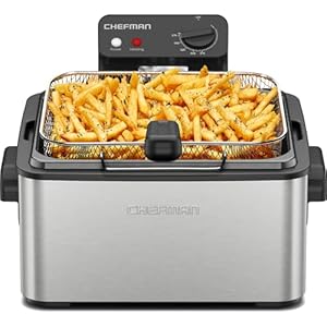 Chefman Deep Fryer, 4.5 Quart / 18 Cup XL with Basket Strainer, Removable Oil Container, Windowed Lid & Adjustable Temperature – Perfect for Fried Chicken, French Fries & Chips – Stainless Steel