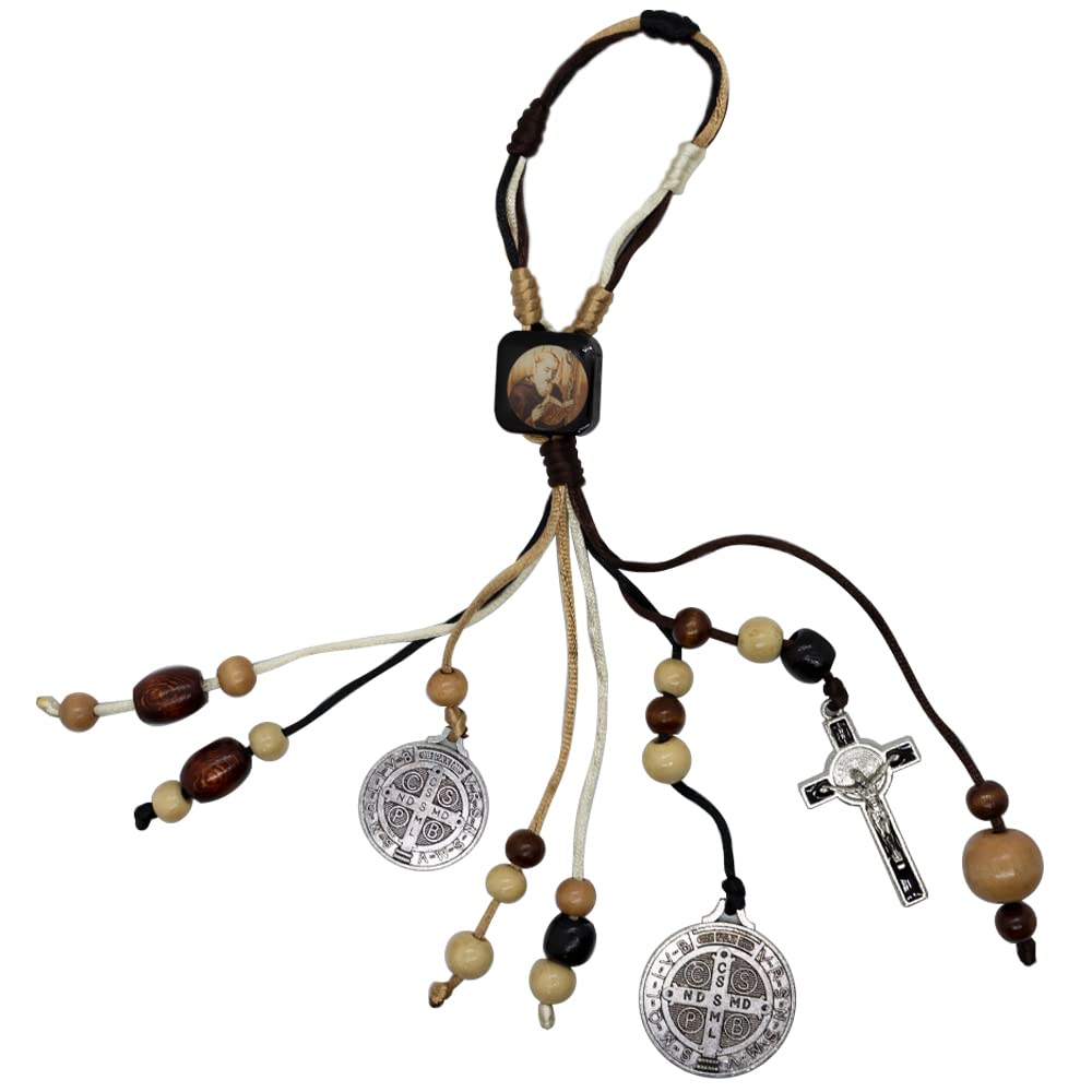 Saint Benedict Home Blessing Ornament | Fits on Your Door Handle | Decorative Wooden Beads, St. Benedict Medals, and a Crucifix | Great Catholic Gift for Confirmation, Ordination, and Housewarming