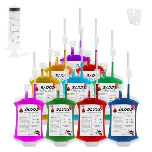 Halloween Blood Bags: 10pcs Blood Bags for Drinks, IV Bags for Halloween Party decorations, Blood Bags for Halloween, Vampire Themed Parties and Masquerade, Nurse Graduation Party Props