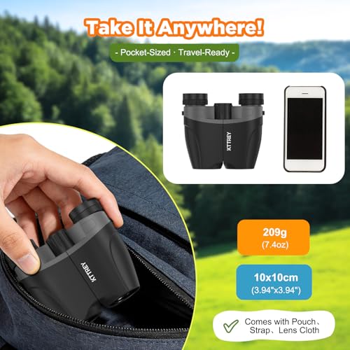 Image of 10x25 Compact Binoculars for Adults and Kids, Small High Powered Binoculars with Low Light Vision for Bird Watching, Hunting, Hiking, Cruise and Travel, Includes Carrying Bag