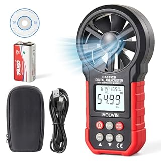 DA6252B Multi-Function Digital Anemometer - Wind Speed, Volume, Temperature, Humidity, Dew Point, Wet Bulb Temperature Measurement, USB Data Upload, Real-Time Sampling, Stores Up to 50,000 Data Sets.
