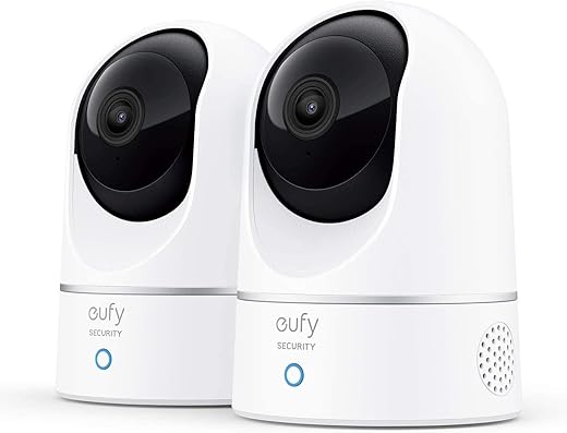 eufy Security, 2K Indoor Cam Pan & Tilt 2-Cam Kit, Plug-in Security Indoor Camera with Wi-Fi, IP Camera, Human & Pet AI, Voice Assistant CompatibilityHomeBase Not Required (Renewed)
