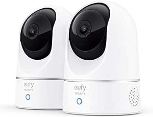 eufy Security, 2K Indoor Cam Pan & Tilt 2-Cam Kit, Plug-in Security Indoor Camera with Wi-Fi, IP Camera, Human & Pet AI, Voice Assistant CompatibilityHomeBase Not Required (Renewed) asin的图片