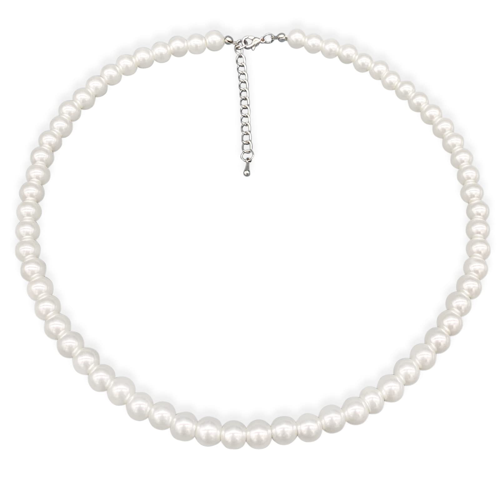 LIHELEI Collana di Perle, Perle d'imitazione Eleganteda 4/6/8 mm, Collana di Perle a Catena Lunga, Regalo per Collana Girocollo per Donne Ragazze, Collana Unisex di Perle - 38-75cm