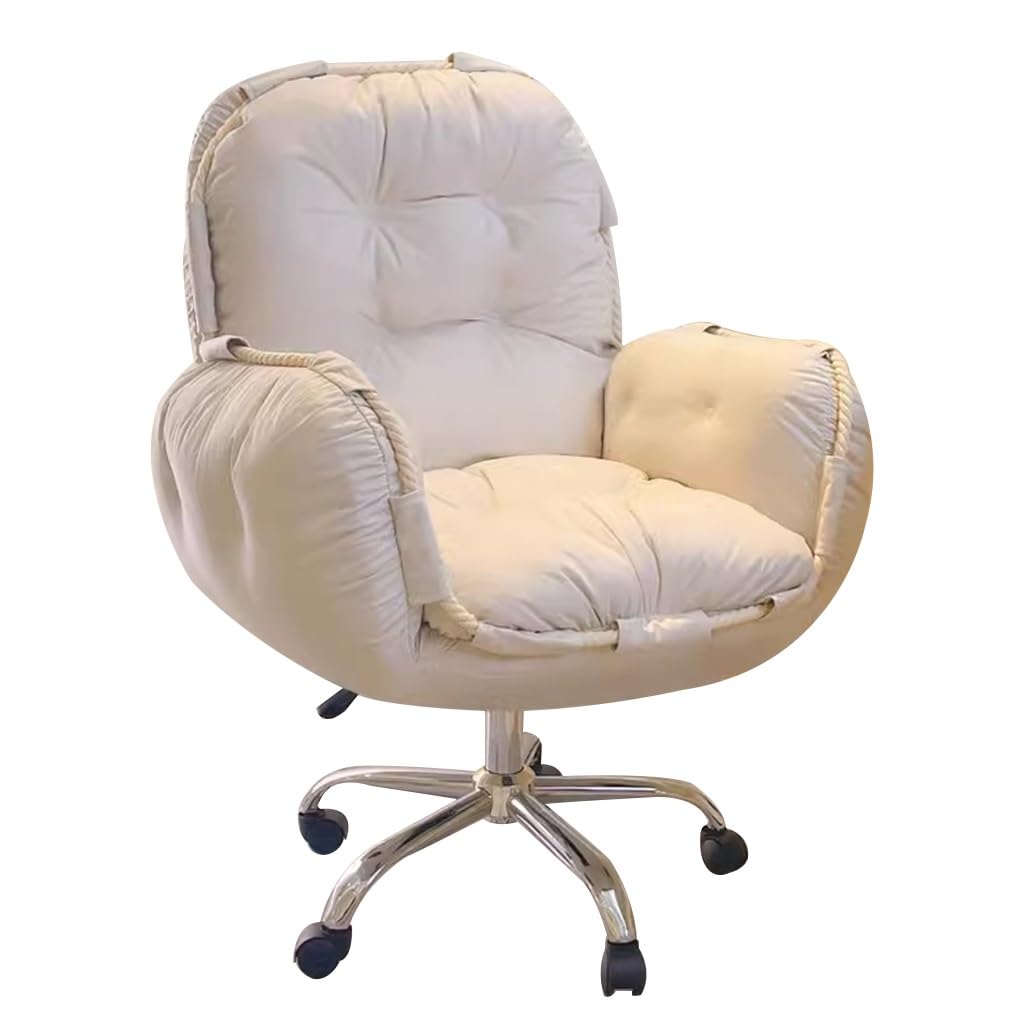 Domowe krzesła biurowe Oparcie rozkładane siedzisko na biurko do salonu, krzesło gamingowe krzesło do nauki ergonomiczne krzesła biurowe fotel leżanka leniwa sofa do sypialni (kolor: beżowy)