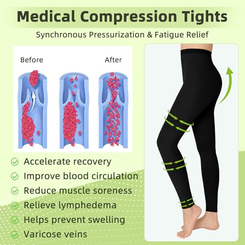 Image of 15-20mmHg Compression Pantyhose Stockings for Women & Men, 2 Pairs | Medical Graduated Compression Leggings Tights, Support Hose for Varicose Veins, Edema, DVT, Lipedema, Swelling