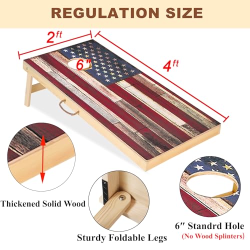 Image of Sportdo 4x2 ft Solid Wood Cornhole Set with 8 Bean Bags, Regulation Size Cornhole Board Set for Adults, Cornhole Game Set for Tailgate Backyard Toss Games Indoor&Outdoor Activities
