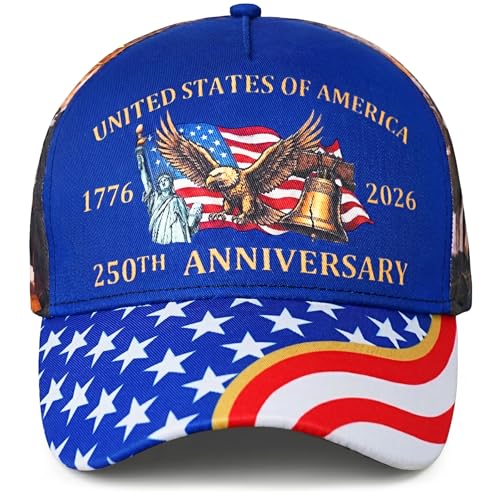 GUMMAUC 250th Anniversary USA Hat Patriotic 1776-2026 American Anniversary Historical Events Printed Adjustable Baseball Cap