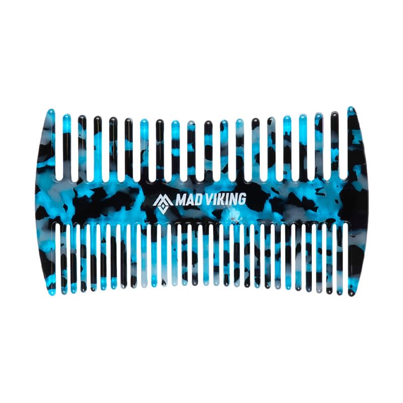 Mad Viking ICEFALL Beard & Mustache 2-in-1 Premium Styling Comb Dual-Sided Anti-Static Grooming Tool Durable and Travel-Ready Smooths Detangles & Distributes Oils for Strong Tamed Hair