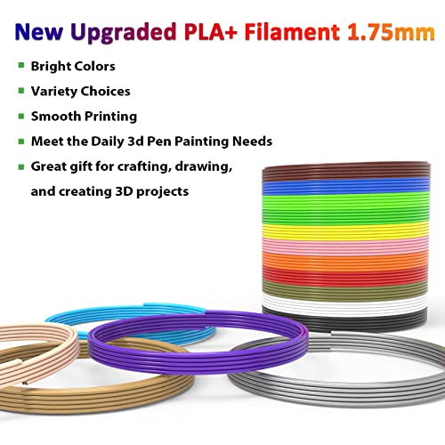 Image of 3D Pen Filament 160 Feet, 16 Colors, Each Color 10 Feet, 250 Stencils eBooks - 3D Printer Pen Refill PLA 1.75mm, Compatible with MYNT3D, SCRIB3D, PIKA3D Super and Pro Pen
