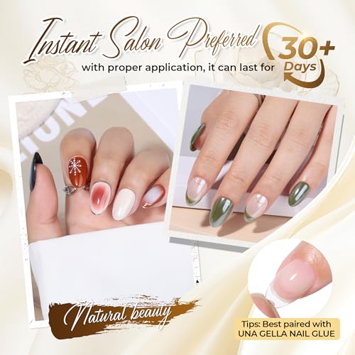 Image of UNA GELLA Short Oval Almond Fake Nails 504pcs Press on Nails Pre-shape Short Almond Round Gel Nail Tips for Full Cover Acrylic False Nails For Nail Extension Home DIY Salon 12 Sizes False Gelly Tips