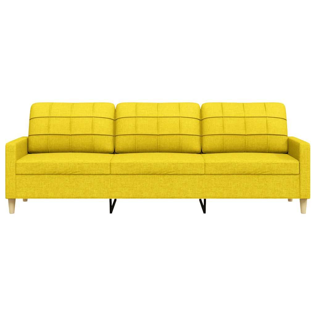 Sofa 3-osobowa, jasnożółta, szerokość siedziska: 210 cm, nowoczesny mebel tapicerowany z metalowym stelażem, do salonu, relaksu, wygodna kanapa