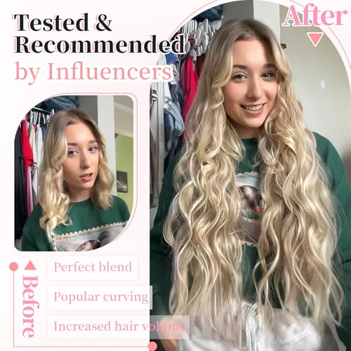 Image of KooKaStyle Wavy Thick Clip in Hair Extensions 20 inch Beach Blonde