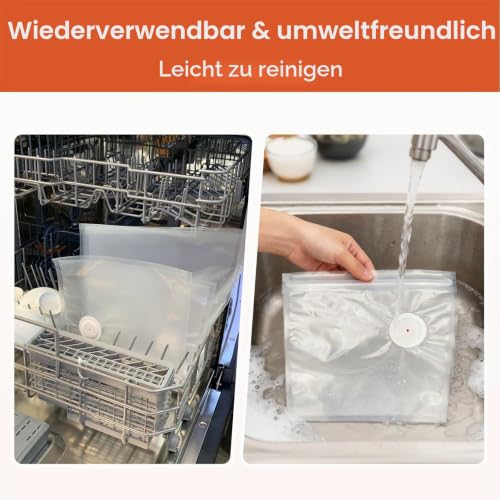 DOMIVIO Vakuumbeutel mit doppeltem Reißverschluss sind in den Größen ZIP-Bags-Diese wiederverwendbaren Sous-Vide-Beutel sind BPA-frei (25… – Ansicht 4