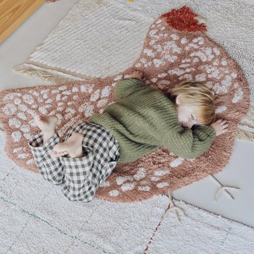 Alfombra infantil lavable Chicken de 110 x 100 cm alfombra dormitorio marrón Lorena Canals 4