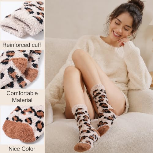 Image of floconssy Fuzzy Socks for Women, Fall Fluffy Slipper Socks, Cozy Home Socks