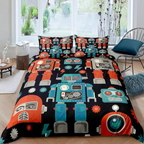 Parure de lit robot 140x200 en microfibre pour des nuits d'aventures douces