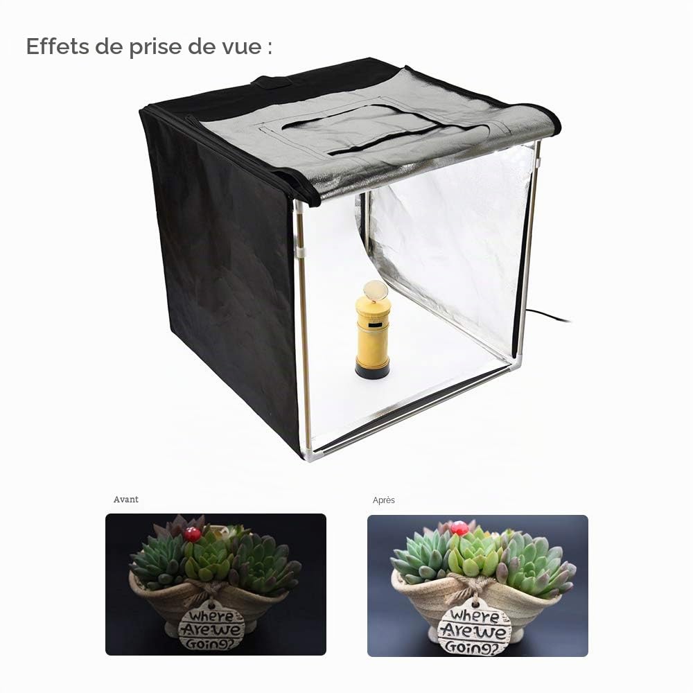 Godox LST80 - Mini boîte à lumière LED pour studio photo - 80 x 80 x 80 cm - Avec 3 LED - 5800 carats - IRC 96 + puissance 60 W - Pour macro et produit photographique
