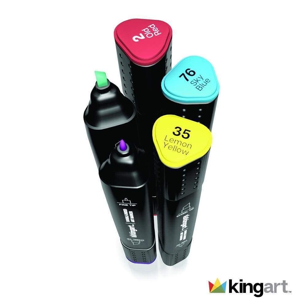 KINGART PRO Double-Ended Art Markers, Fine & Chisel Tip, Set of 12