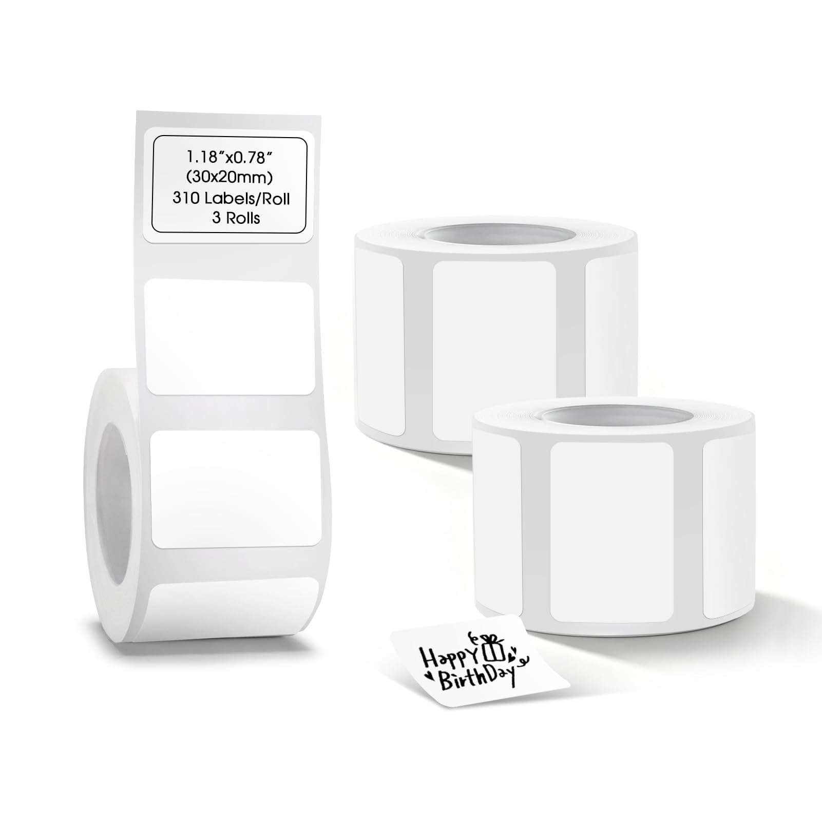 ToVii 30x20mm White Thermal Labels 900 Pcs 3 Rolls for B3S M110 M120 M220