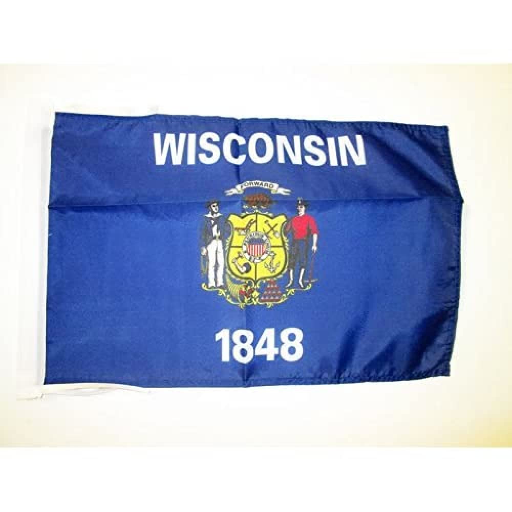 AZ FLAG - Wisconsin Flag - 18'' x 12'' - 100% Polyester US state of Wisconsin Small Banner with Two Cords - Fade Resistant - Vivid Colors - 18x12 in - 45x30 Cm โ image 1