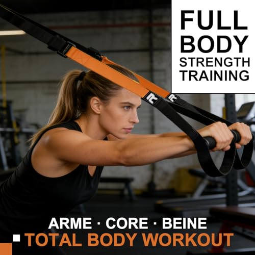 RHINOSPORT Schlingentrainer Sling Trainer Set mit Türanker Einstellbar Fitness Zuhause Suspension - geeignet für unterwegs und für das Training im Innen- und Außenbereich