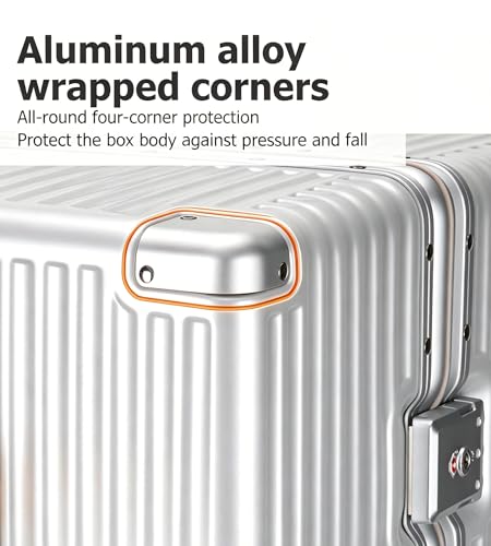 Image of feilario Super Large Aluminum Frame Checked Luggage, Removable Wheels | Zipperless access, PC shell, TSA lock, cup /phone holder and 126L capacity suit dorm moves, moving and long trips