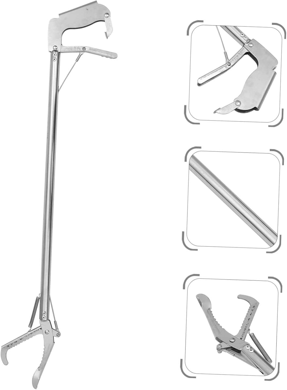 MERRYHAPY Stainless Steel Snake Catcher Clamp with Lock Lightweight Portable Snake Trap Tool for Safe Handling and Reptiles Folding Design Practical and Durable
