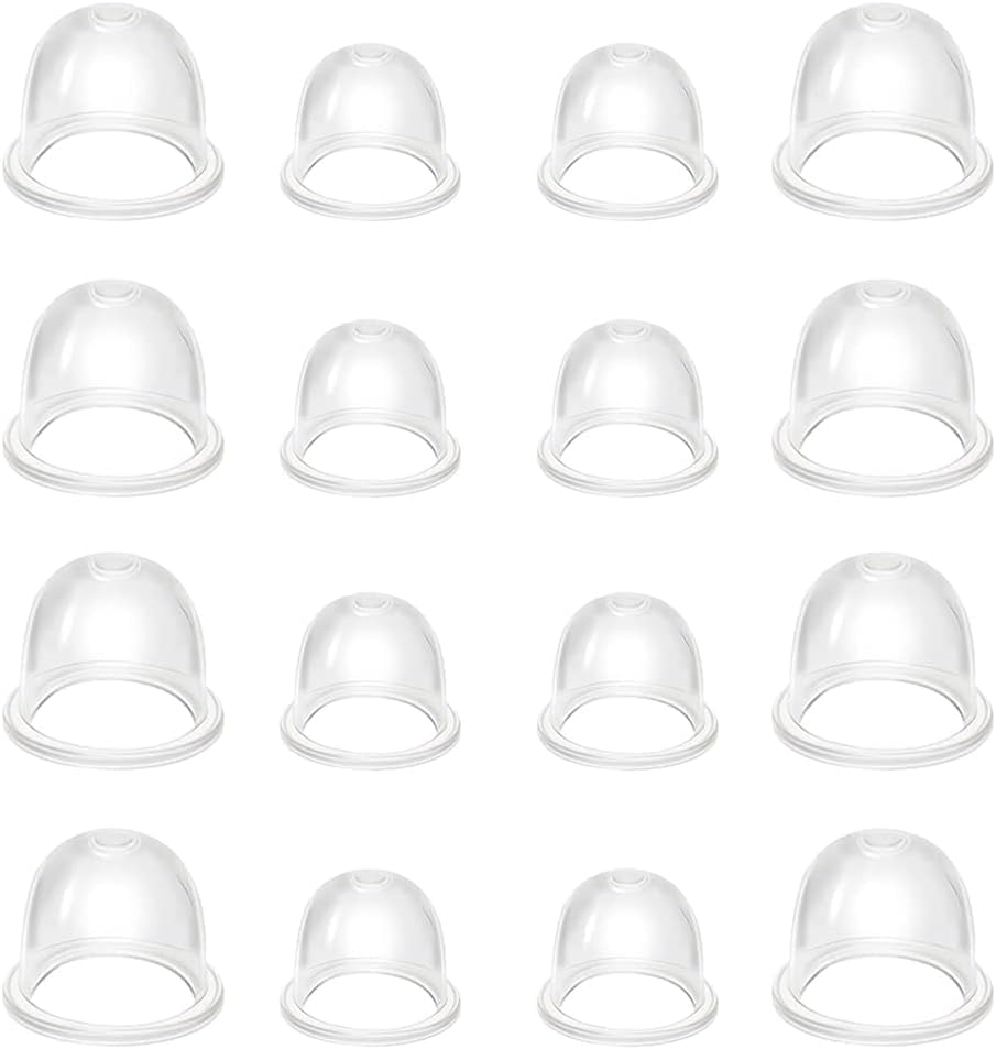Zündkapsel Primer Pumpe, Kraftstoffpumpe Primer Vergaser 22mm/19mm Transparent Primerkolben Ersetzt für Rasenmäher, Schneider，Rasentrimmer, Gebläse, 16 Stück