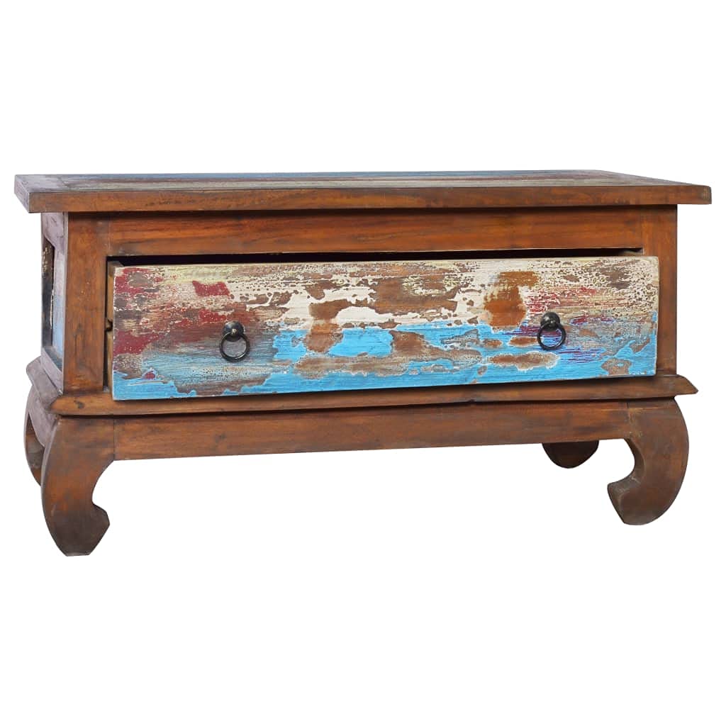 Stolik kawowy w stylu vintage, stolik pomocniczy, stolik kawowy, do salonu, sypialni, 80 x 50 x 40 cm, drewno tekowe