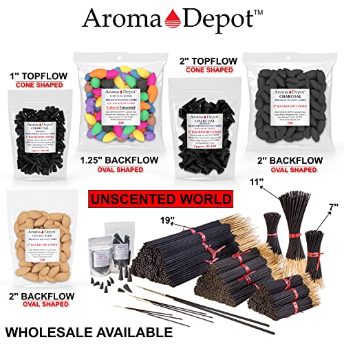 Aroma Depot 1.25" NAT. UNSCENTED BACKFLOW - 60 CONES 1.25'' Backflow Unscented 100% Natural Joss Powder 60 Incense Cones - Ideal For Waterfall Burner And Holder, Add Any Aroma Depot Fragrance Oil To Make Your Own Scented Cones. thumb #7