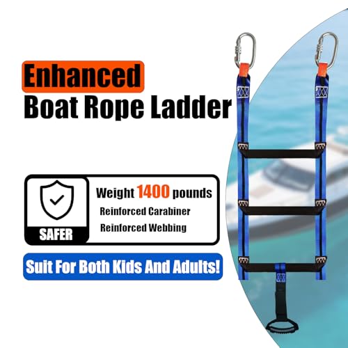 Dovacs Boat Ladder 3 Step for Outboards - Portable Removable Ladders for Fishing Boat,Swim Boarding,Dock Boarding