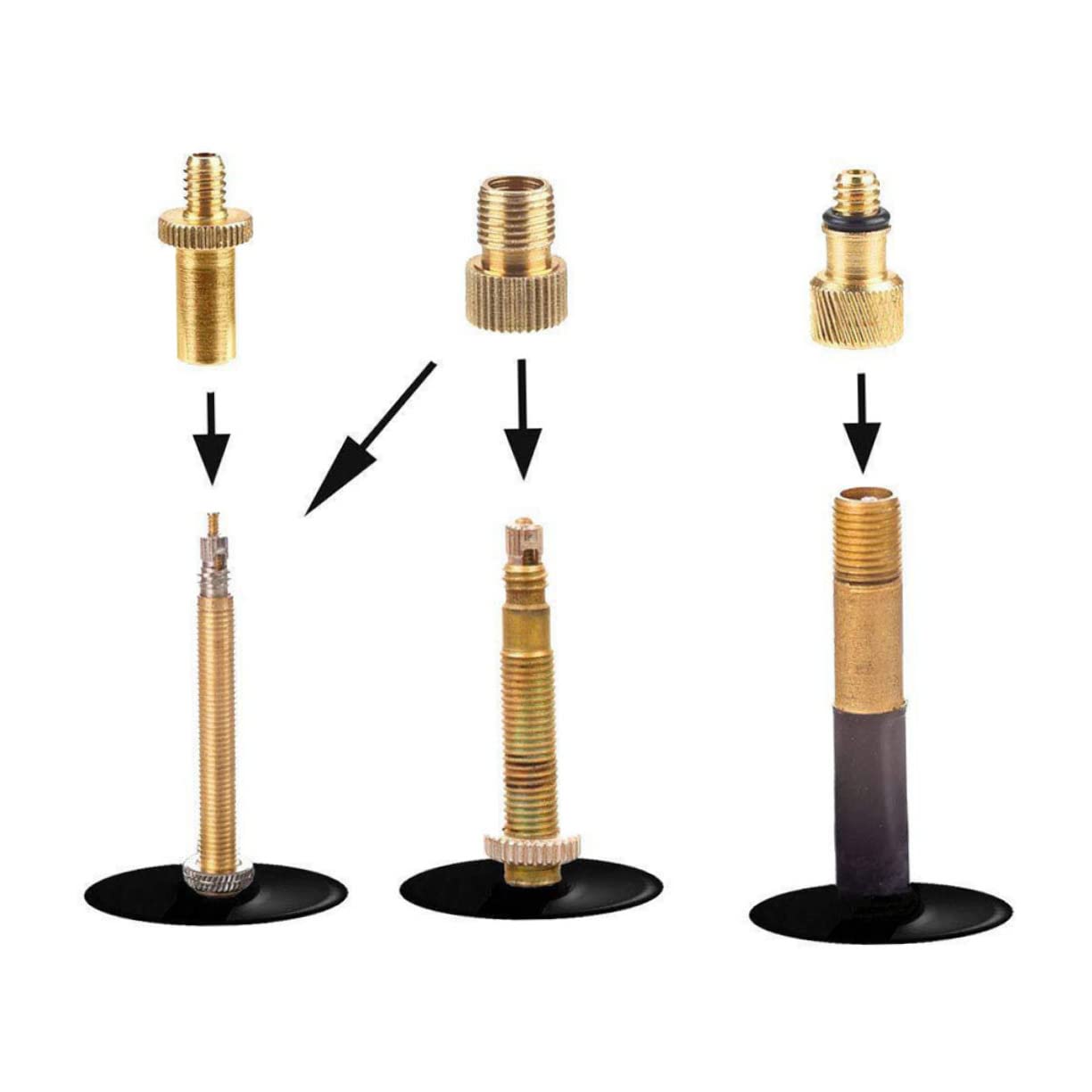 Parliky Mountain Bike Valve Adapter 14pcs Converter Set to Valve Pump Compatible Easy to Install Use